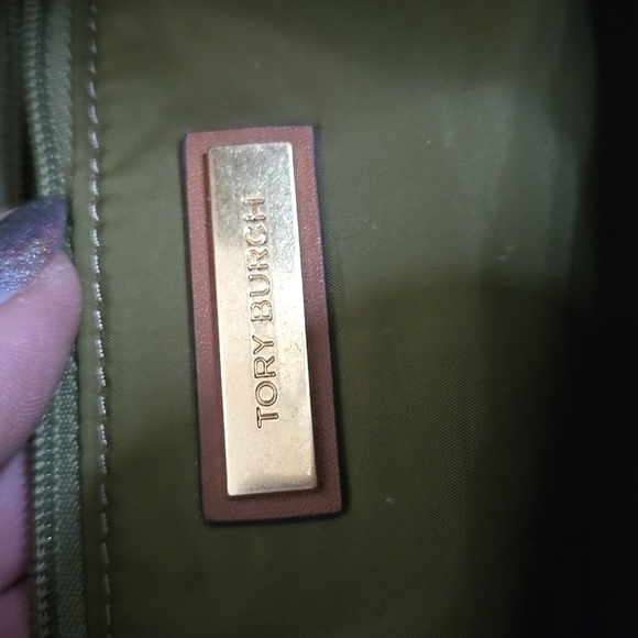 Tory Burch Green and Brown Tote Bag NWOTS MAGNETIC CLOSURE - Picture 7 of 11